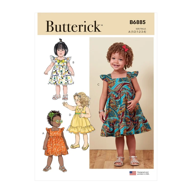 Schnittmuster Butterick 6885 Kinder Kleid, Gr. 71-102cm