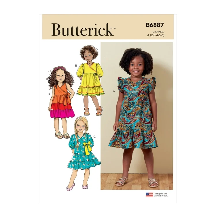 Schnittmuster Butterick 6887 Kinder Kleid, Gr. 89-119cm