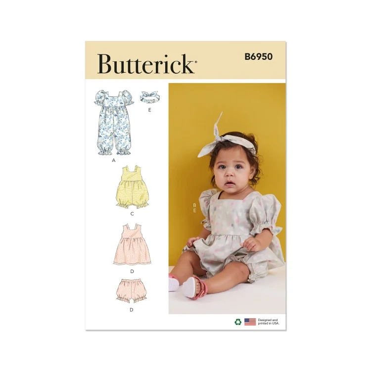 Schnittmuster Butterick 6950 Babyoutfit, Gr. 1-18M