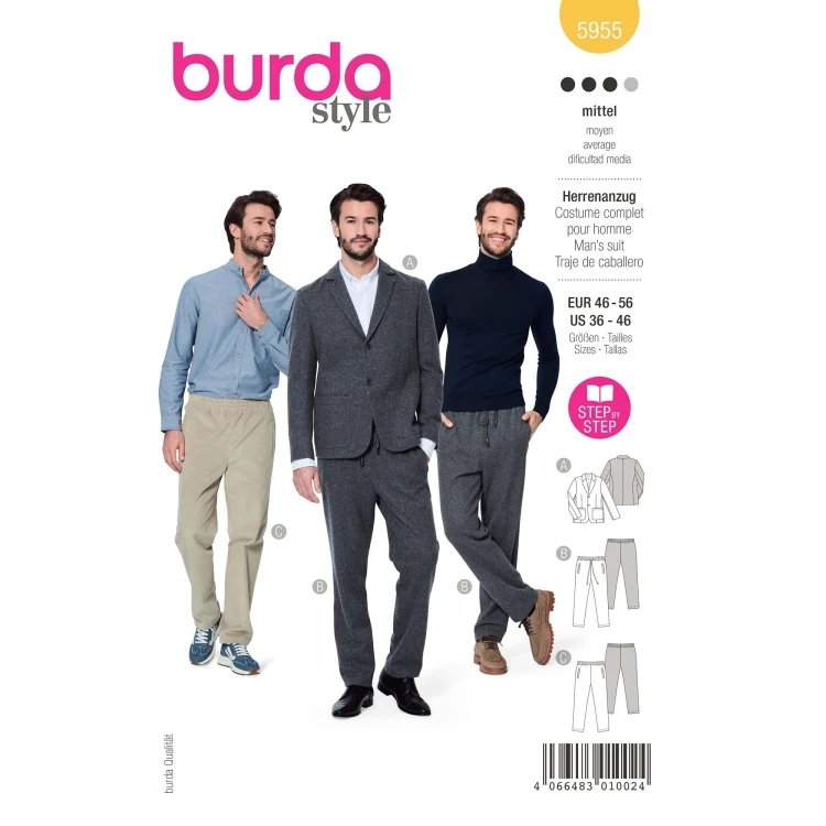 Schnittmuster Herrenanzug, Burda 5955