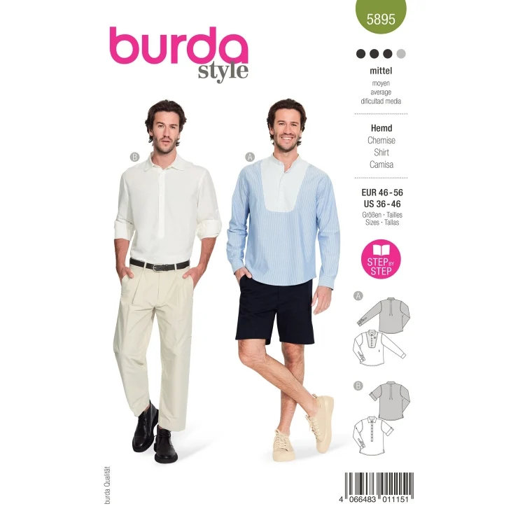 Schnittmuster Herrenhemd, Burda 5895