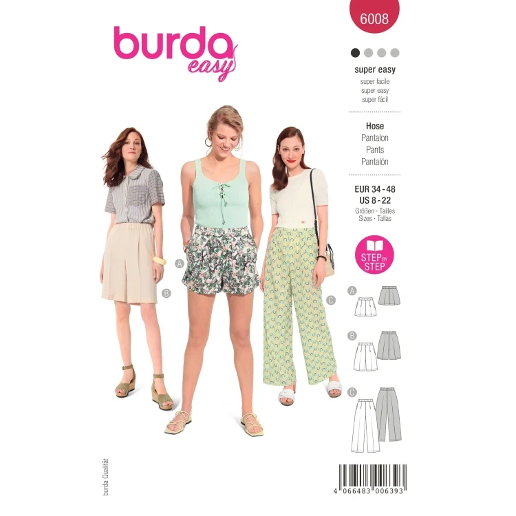 Schnittmuster Hose, Burda 6008