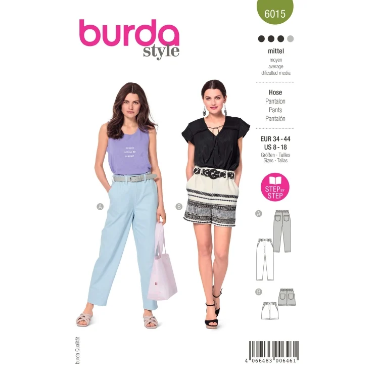 Schnittmuster Hose, Burda 6015