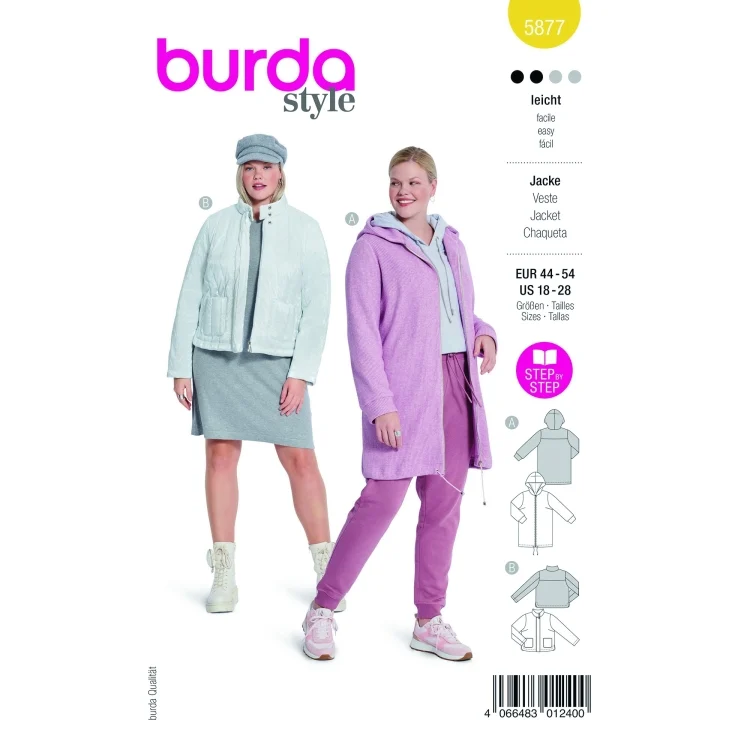 Schnittmuster Jacke, Burda 5877