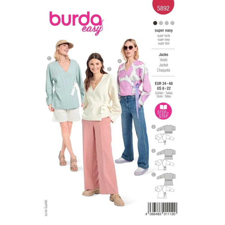 Schnittmuster Jacke, Burda 5892