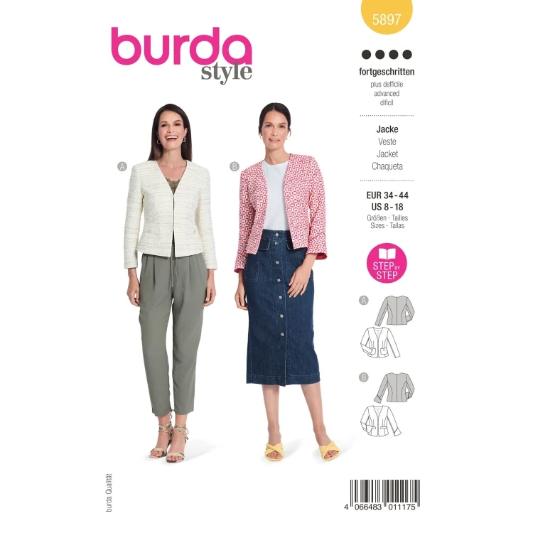Schnittmuster Jacke, Burda 5897