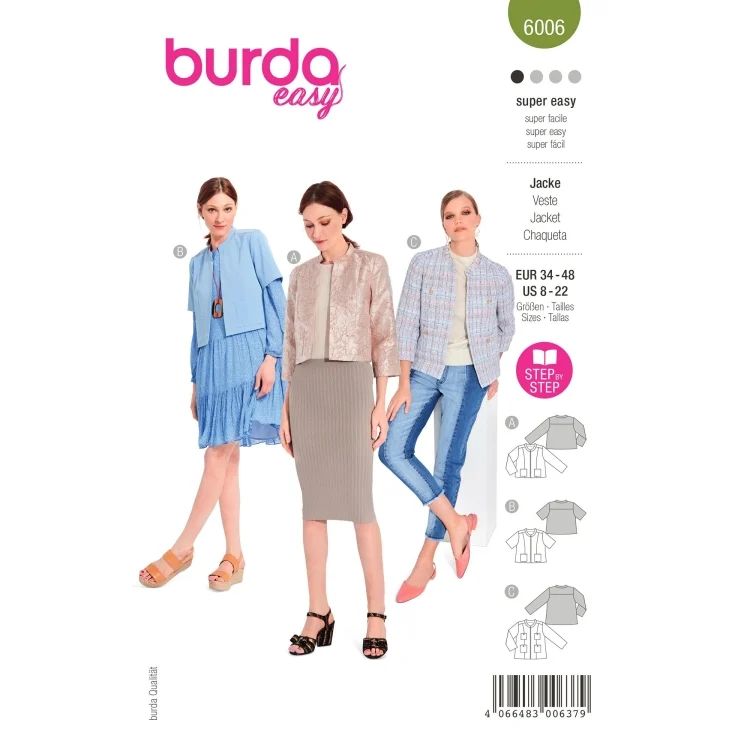 Schnittmuster Jacke, Burda 6006