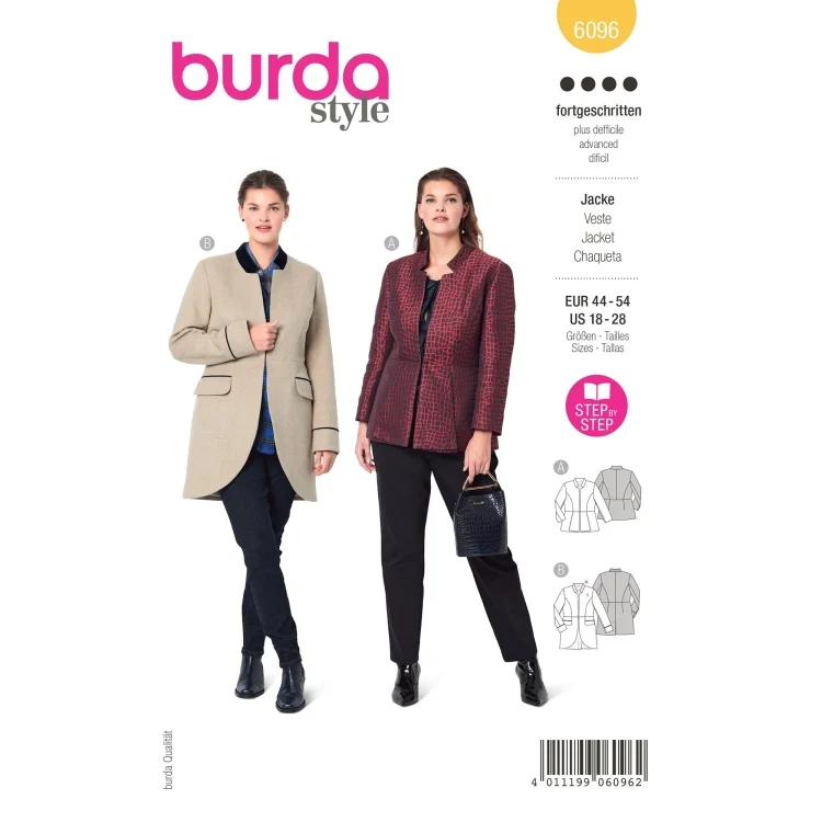 Schnittmuster Jacke, Burda 6096
