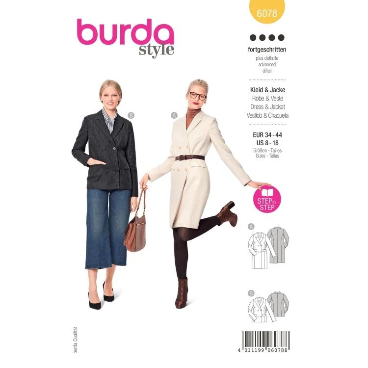 Schnittmuster Jacke und Kleid, Burda 6078