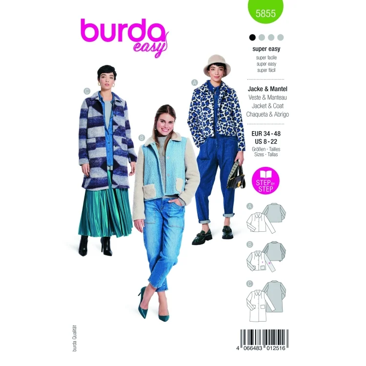 Schnittmuster Jacke und Mantel, Burda 5855