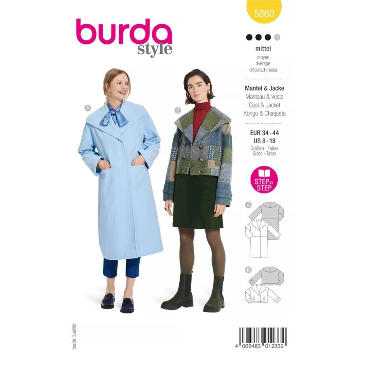 Schnittmuster Jacke und Mantel, Burda 5860