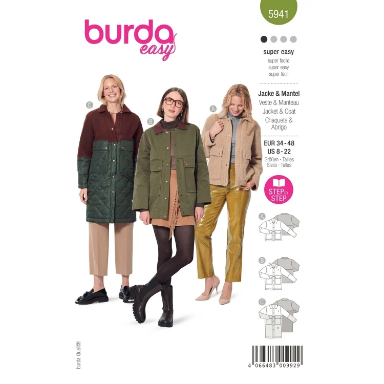 Schnittmuster Jacke und Mantel, Burda 5941