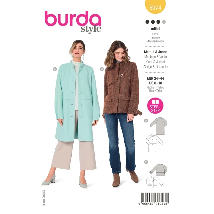 Schnittmuster Jacke und Mantel, Burda 5974