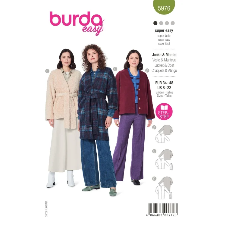 Schnittmuster Jacke und Mantel, Burda 5976