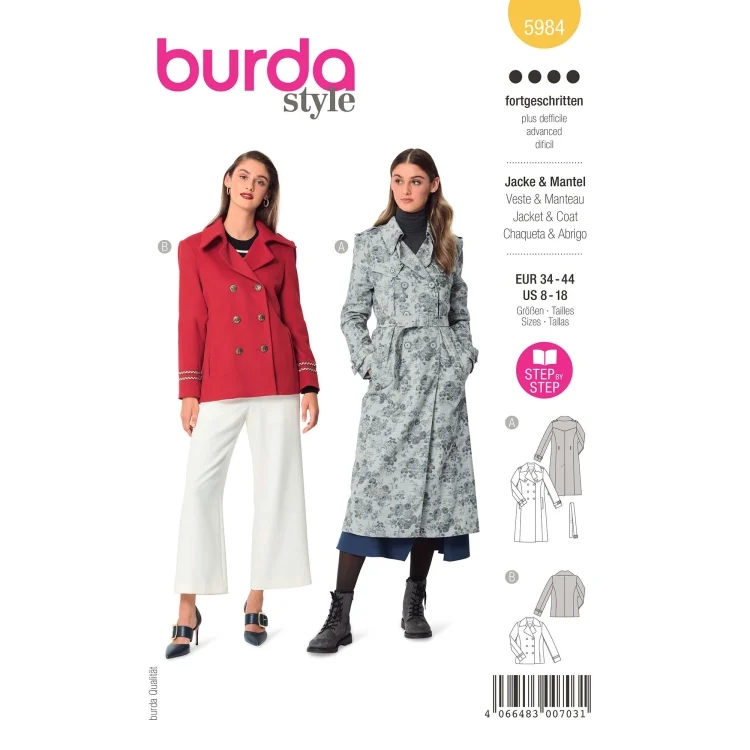 Schnittmuster Jacke und Mantel, Burda 5984