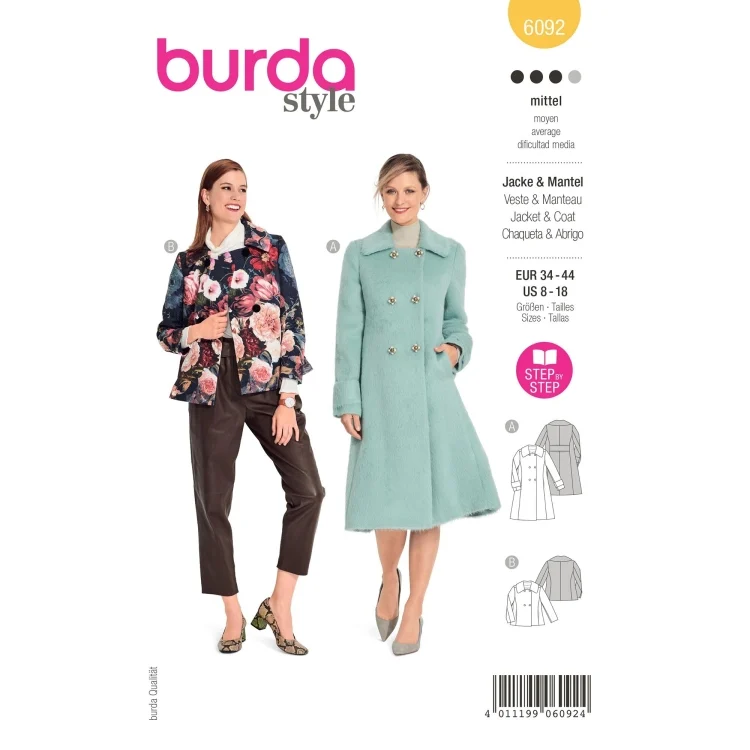 Schnittmuster Jacke und Mantel, Burda 6092