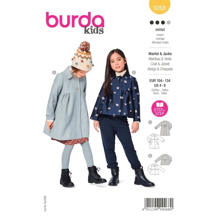 Schnittmuster Jacke und Mantel, Burda Kids 9268