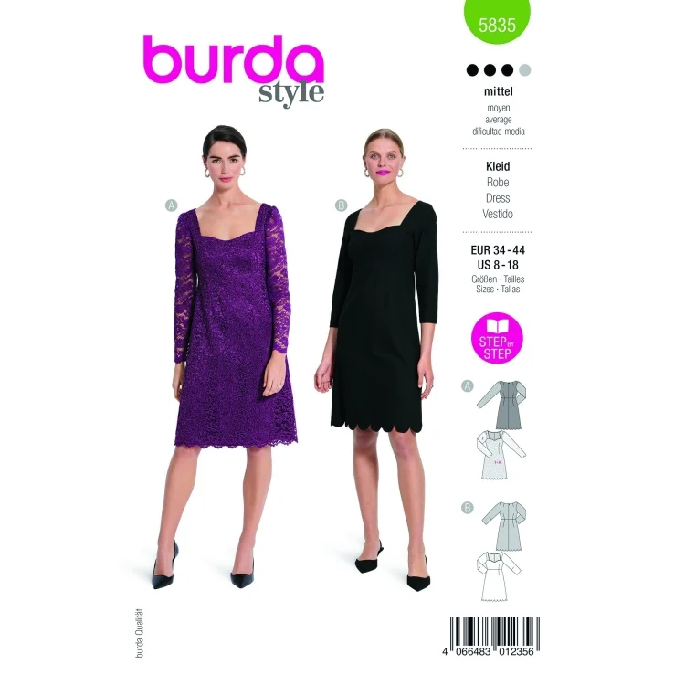 Schnittmuster Kleid, Burda 5835
