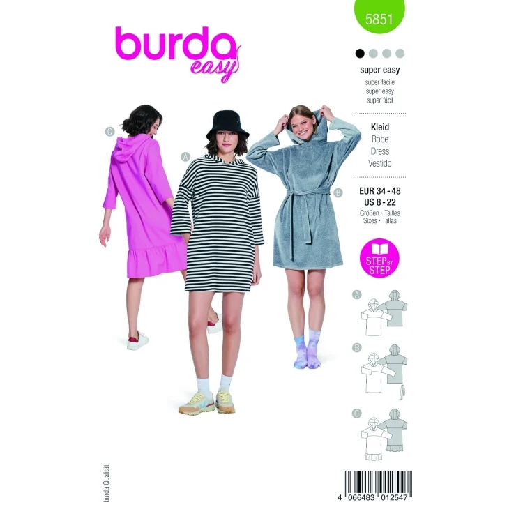 Schnittmuster Kleid, Burda 5851