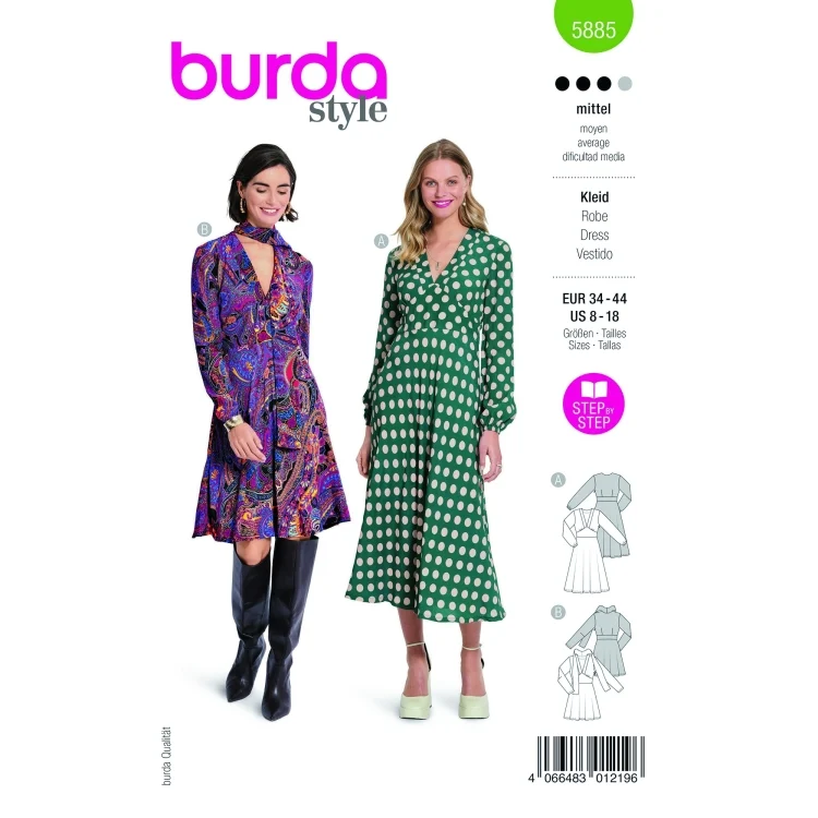 Schnittmuster Kleid, Burda 5885