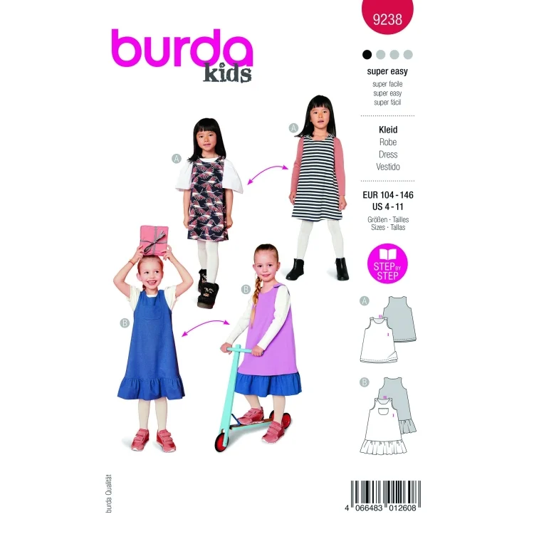 Schnittmuster Kleid, Burda Kids 9238