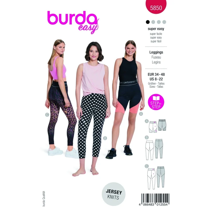 Schnittmuster Leggings, Burda 5850