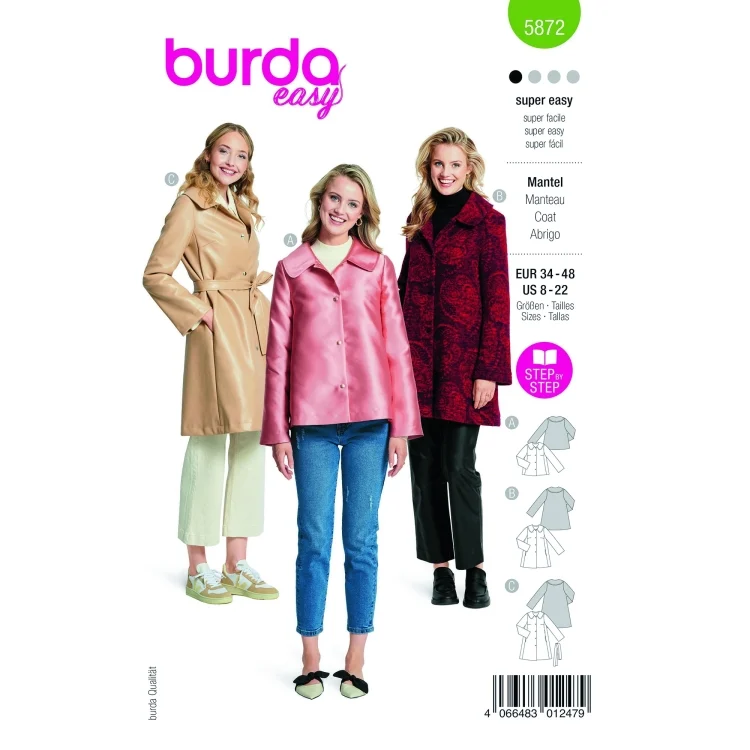 Schnittmuster Mantel, Burda 5872