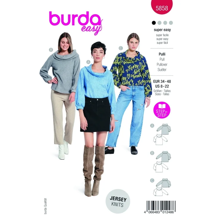 Schnittmuster Pullover, Burda 5858