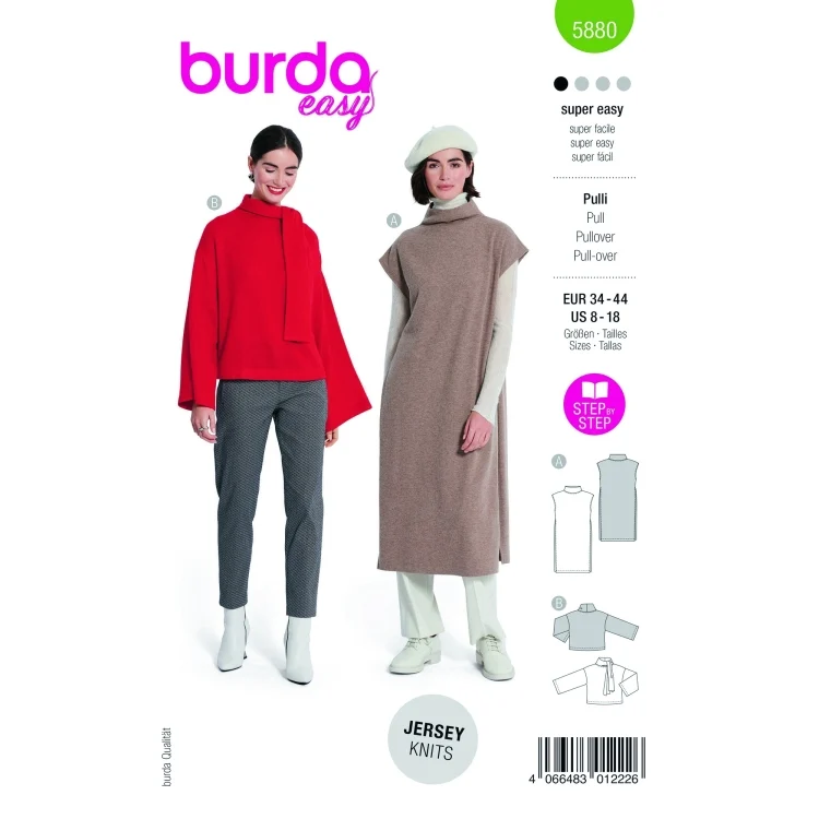 Schnittmuster Pullover, Burda 5880