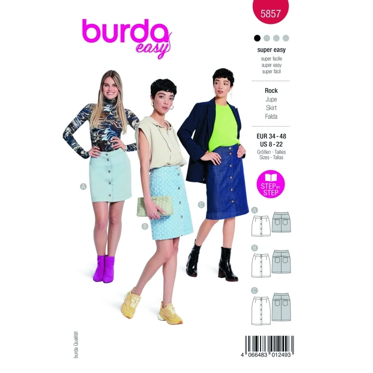 Schnittmuster Rock, Burda 5857