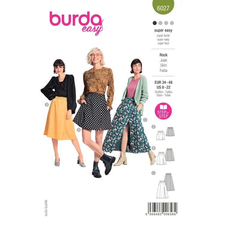Schnittmuster Rock, Burda 6027