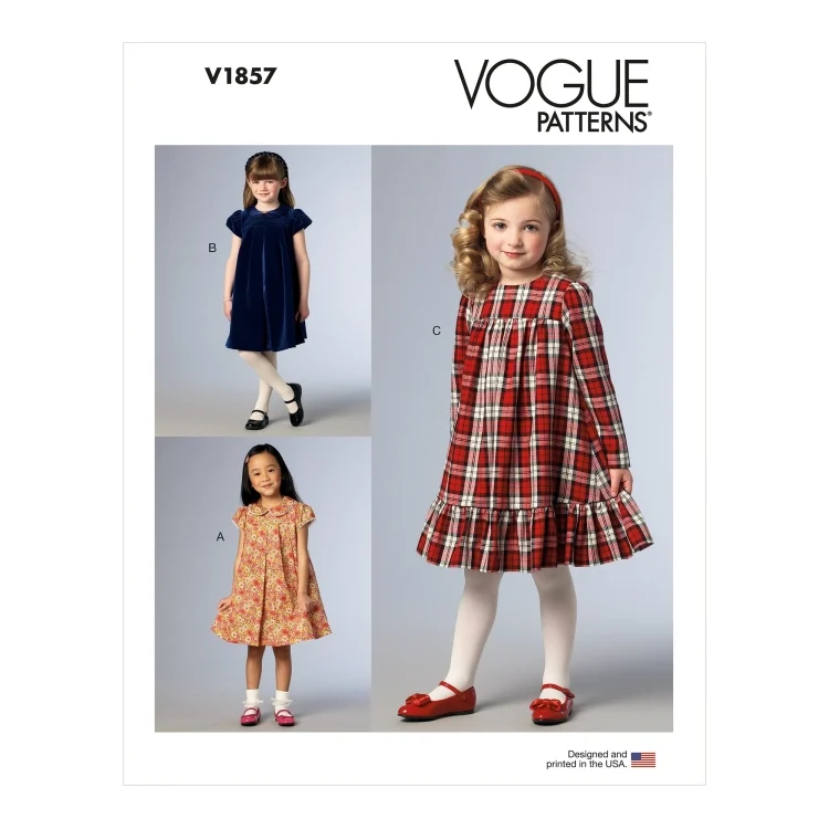 Schnittmuster Vogue 1857 Kinderkleid Gr. 122-134