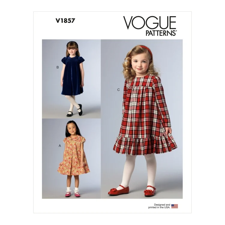 Schnittmuster Vogue 1857 Kinderkleid Gr. 92-116