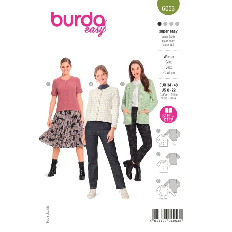 Schnittmuster Weste, Burda 6053