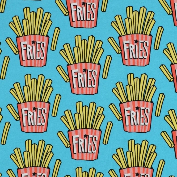 Sommersweat Albstoffe Hamburger Liebe Classics No. 1 OMG Fries, türkis