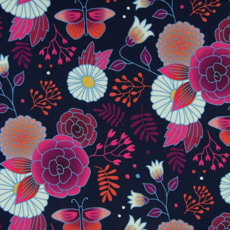 Sommersweat Albstoffe Hamburger Liebe Sweet Gardeners Delight, marine