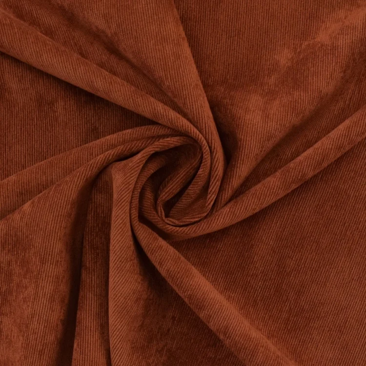 Stretch Poly Feincord, rotbraun