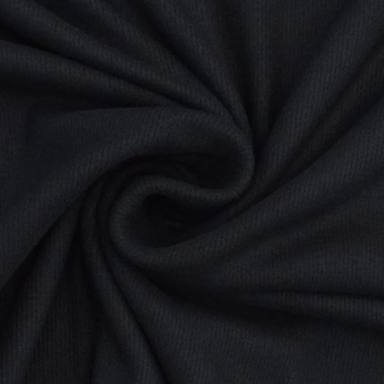 Viskose Feinrippjersey Brushed, schwarz