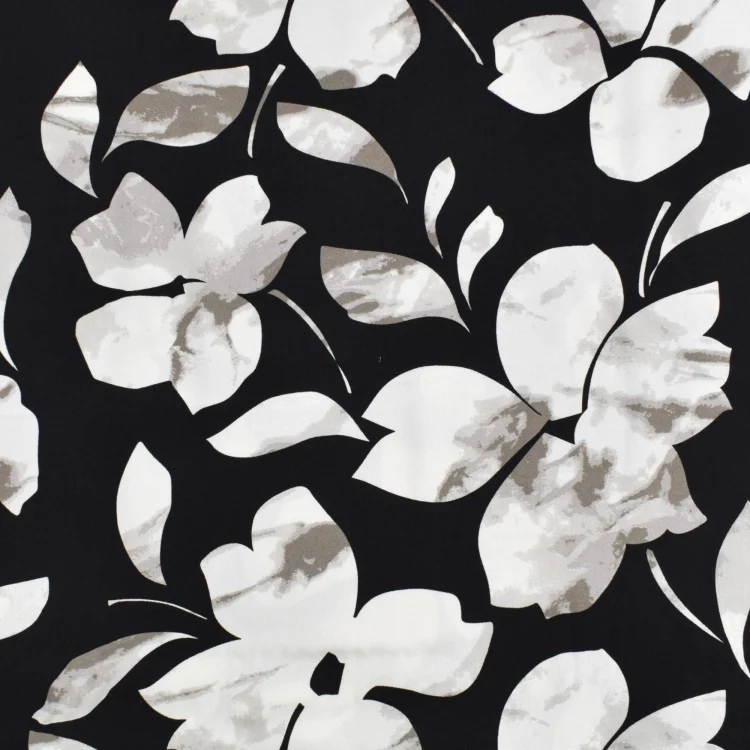 Viskose Twill Marble Flowers, grau