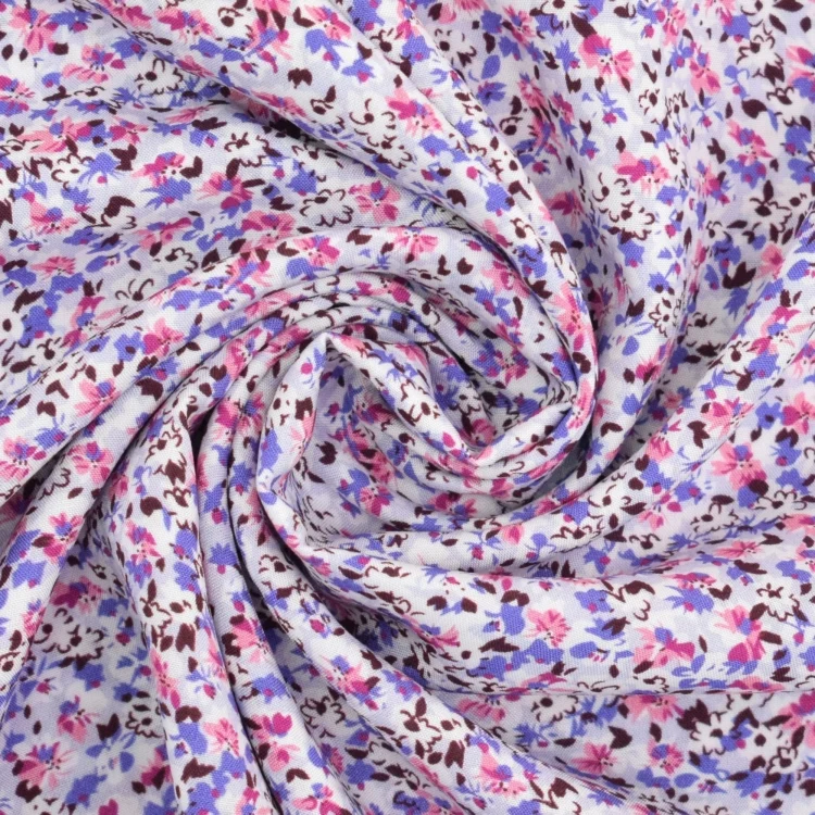 Viskose Voile Miniblumen, weiss