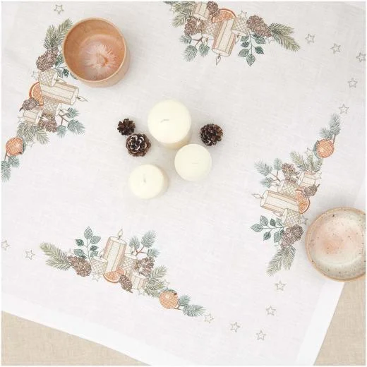 Tischdecke Kerzen bedruckt - Rico Design (Stickpackung)