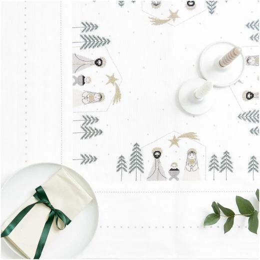 Tischdecke Krippe - Zählmusterstickpackung Rico Design