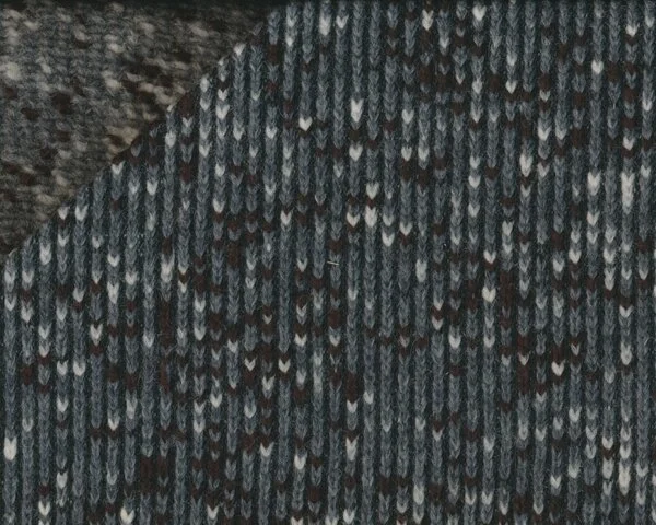 1,10 m Reststück Dicker Strickstoff, Wollstrickmischung mit Mohair "Hendrik", grob meliert, grau-braun