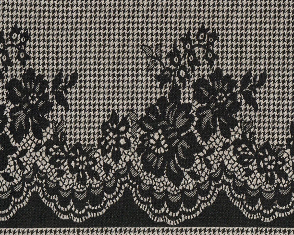 1,20-m-Rapport Jacquard-Strickjersey LIRO, Blumen-Bordüre auf Pepita, Hilco