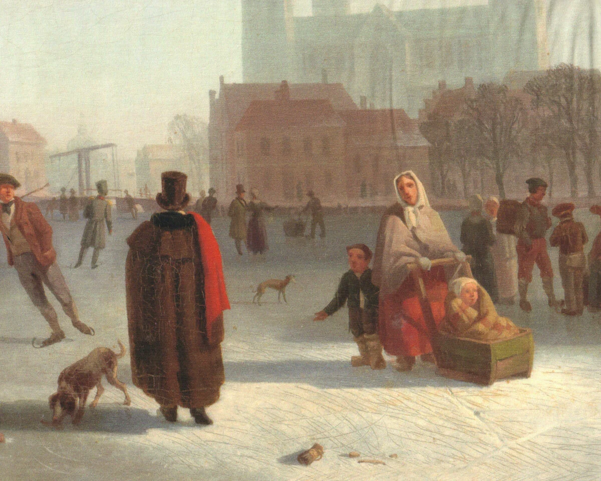 1,25-m-Panel Baumwolljersey DUTCH WINTER, Holländische Landschaft
