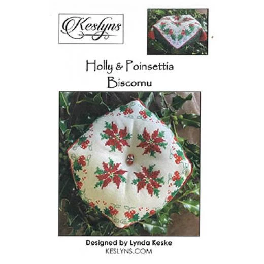 Keslyns - Holly & Poinsettia Biscornu