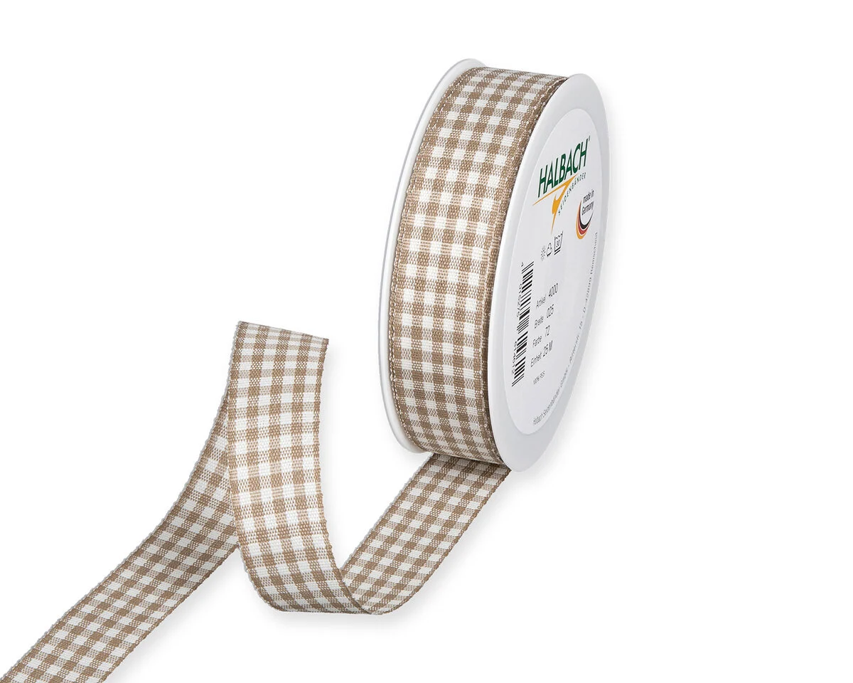 3 m Webband VICHYKARO, kariert, 25 mm, natur