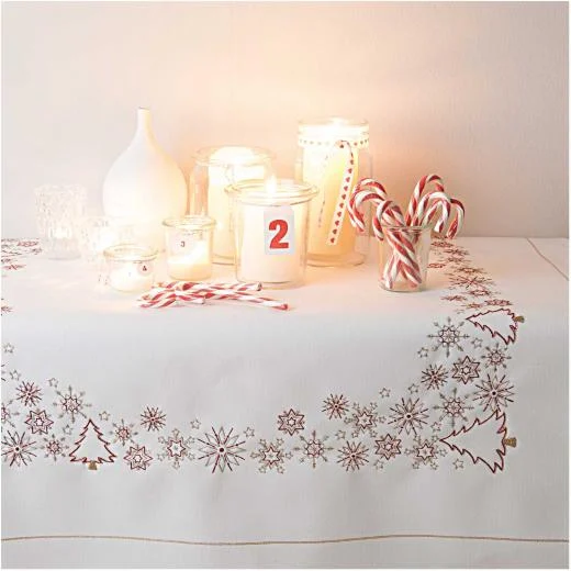 Tischdecke Eiskristalle bedruckt - Rico Design (Stickpackung)