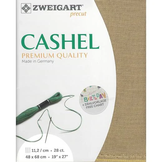 Zweigart Cashel 28ct - Farbe 326 khaki (Precut 48x68 cm)