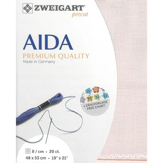 Zweigart Aida 20ct - Farbe 4115 rose blush (Precut 48x53 cm)